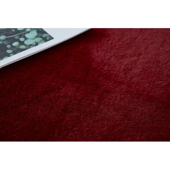 Burgundy Faux Fur Shag Non Skid Area Rug Photo 6