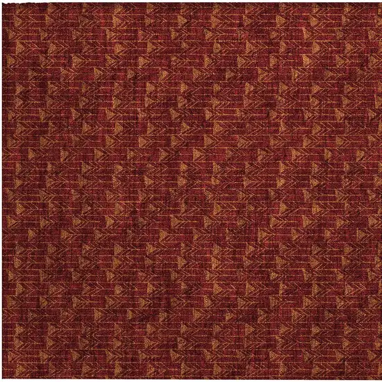 Burgundy Geometric Washable Non Skid Indoor Outdoor Area Rug Photo 7