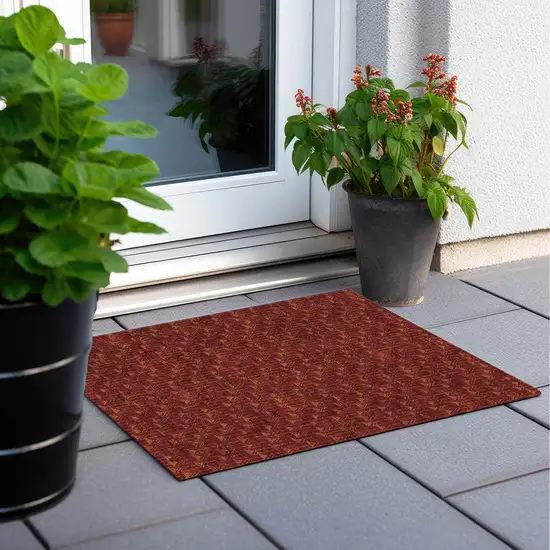 Burgundy Geometric Washable Non Skid Indoor Outdoor Area Rug Photo 8