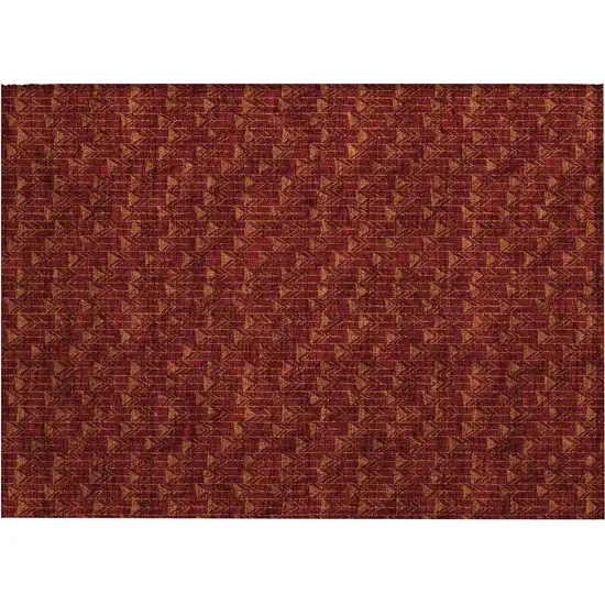 Burgundy Geometric Washable Non Skid Indoor Outdoor Area Rug Photo 2