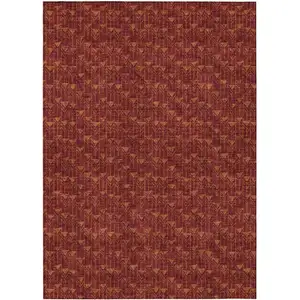 Photo of Burgundy Geometric Washable Non Skid Indoor Outdoor Area Rug