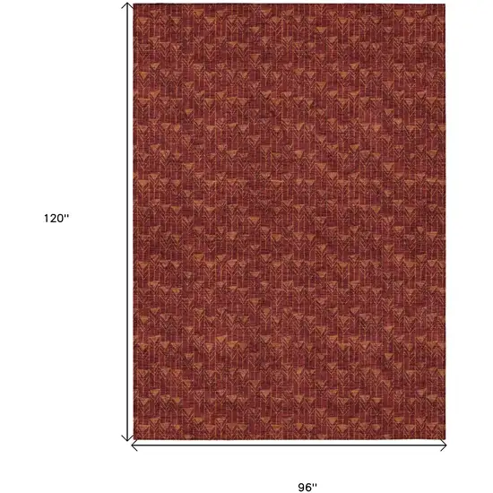 Burgundy Geometric Washable Non Skid Indoor Outdoor Area Rug Photo 3