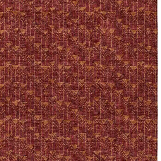 Burgundy Geometric Washable Non Skid Indoor Outdoor Area Rug Photo 6