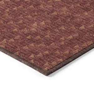 Photo of Burgundy Geometric Washable Non Skid Indoor Outdoor Area Rug