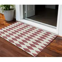 Photo of Burgundy Geometric Washable Non Skid Indoor Outdoor Area Rug