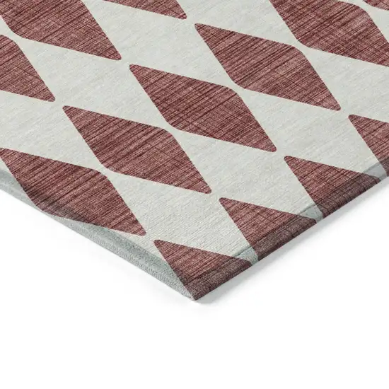 Burgundy Geometric Washable Non Skid Indoor Outdoor Area Rug Photo 4