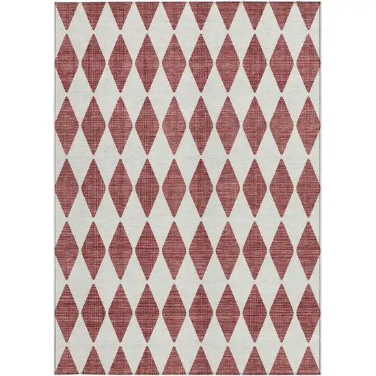 Burgundy Geometric Washable Non Skid Indoor Outdoor Area Rug Photo 5