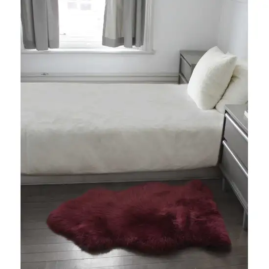 Burgundy New Zealand Natural Sheepskin Rug Photo 4