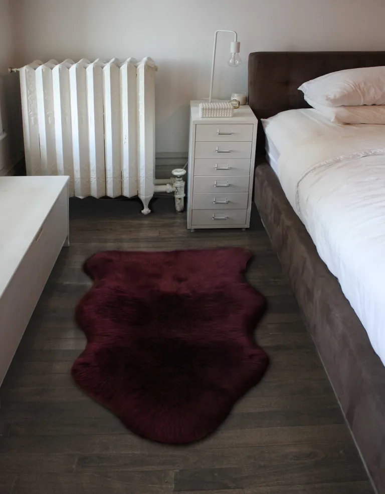 Burgundy New Zealand Natural Sheepskin Rug Photo 5