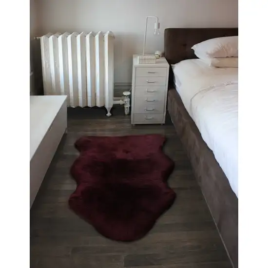 Burgundy New Zealand Natural Sheepskin Rug Photo 5