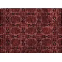 Photo of Burgundy and Black Floral Medallion Washable Non Skid Indoor Outdoor Area Rug