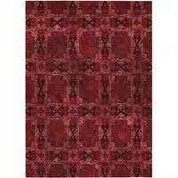 Photo of Burgundy and Black Floral Medallion Washable Non Skid Indoor Outdoor Area Rug