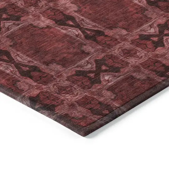 Burgundy and Black Floral Medallion Washable Non Skid Indoor Outdoor Area Rug Photo 7