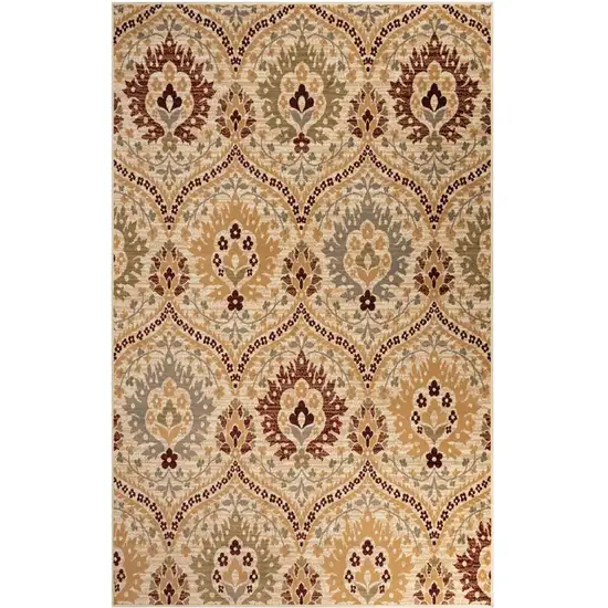 Camel Gray And Rust Floral Stain Resistant Area Rug Photo 1