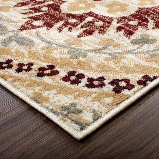 Camel Gray And Rust Floral Stain Resistant Area Rug Photo 4