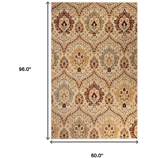 Camel Gray And Rust Floral Stain Resistant Area Rug Photo 9