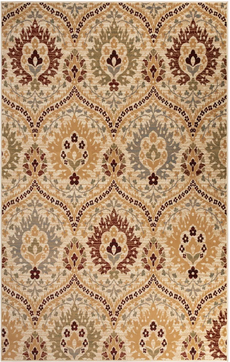 Camel Gray And Rust Floral Stain Resistant Area Rug Photo 1