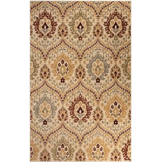 Camel Gray And Rust Floral Stain Resistant Area Rug Photo 1