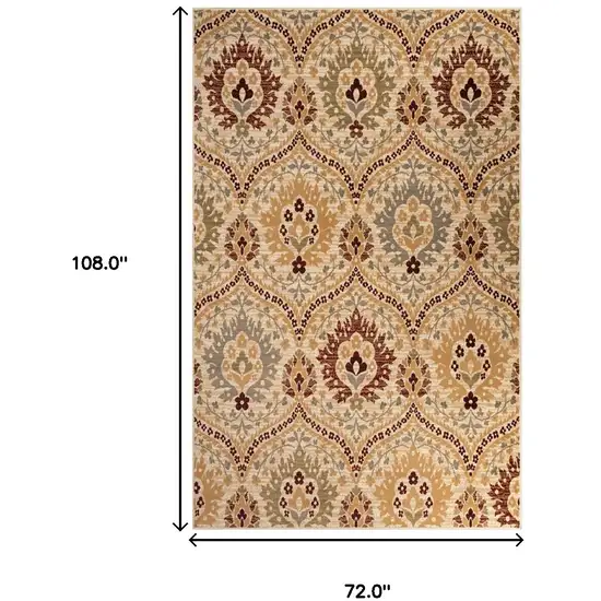 Camel Gray And Rust Floral Stain Resistant Area Rug Photo 9