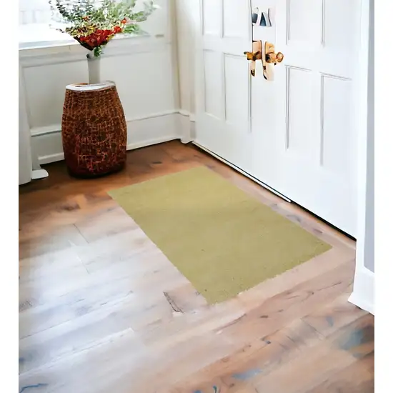 2'X4' Canary Yellow Indoor Shag Rug Photo 2