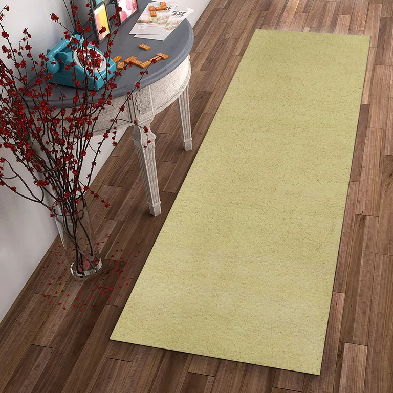 Canary Yellow Plain Runner Rug Photo 3