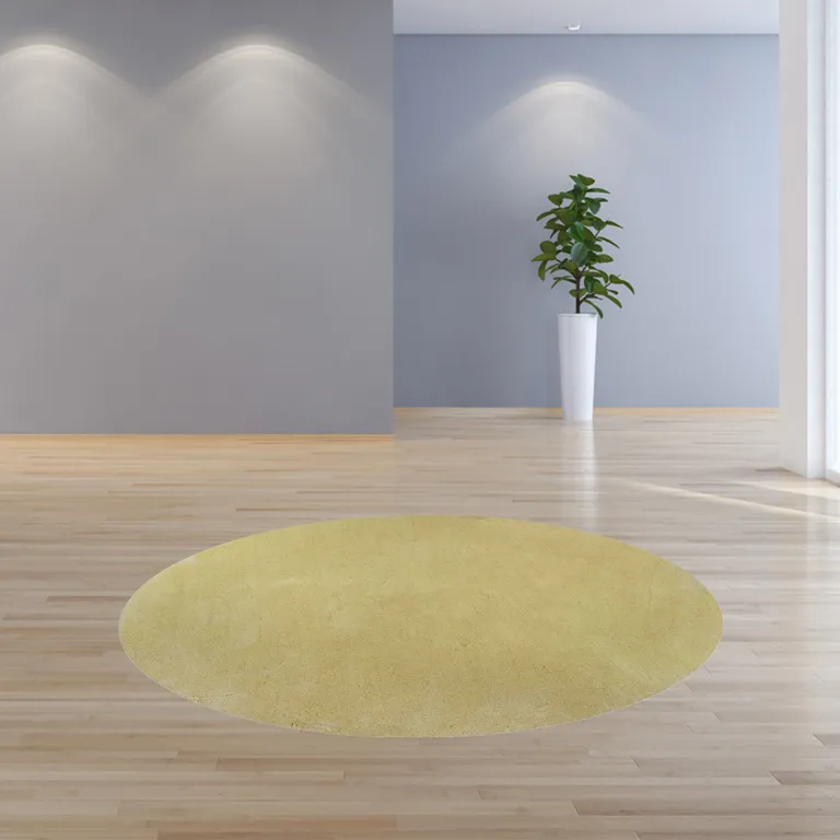 Canary Yellow Round Indoor Shag Rug Photo 4