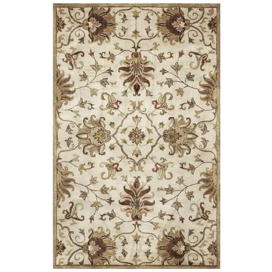 Champagne Beige Hand Tufted Traditional Floral Indoor Area Rug Photo 2