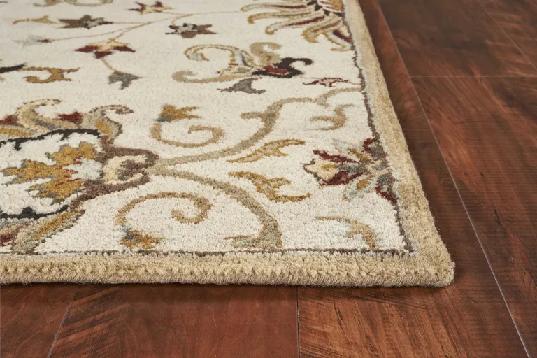 Champagne Beige Hand Tufted Traditional Floral Indoor Area Rug Photo 4