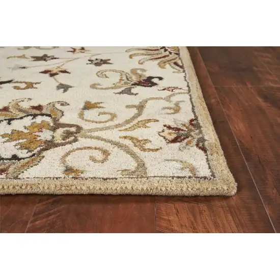 Champagne Beige Hand Tufted Traditional Floral Indoor Area Rug Photo 4