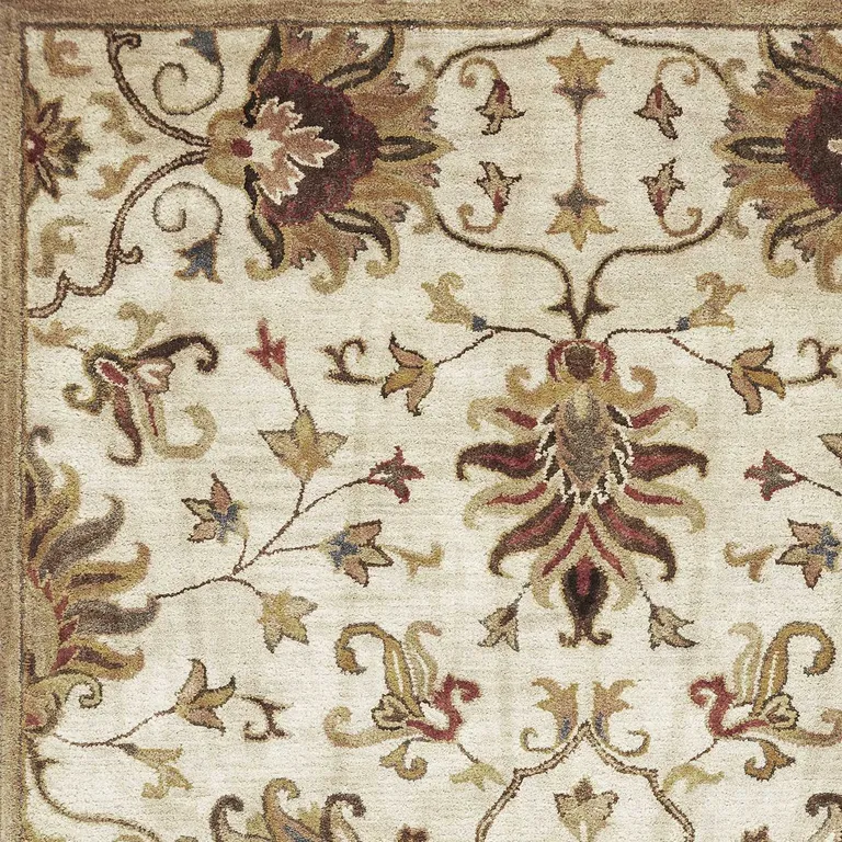 Champagne Beige Hand Tufted Traditional Floral Indoor Area Rug Photo 2