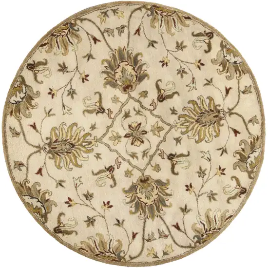 Champagne Beige Hand Tufted Traditional Floral Indoor Area Rug Photo 1