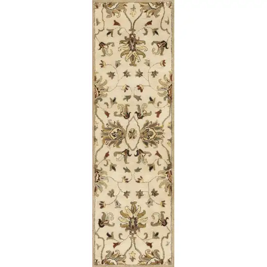 Champagne Beige Hand Tufted Wool Traditional Floral Indoor Area Rug Photo 1