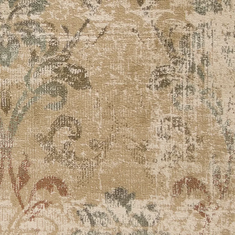 Champagne Beige Machine Woven Damask Indoor Area Rug Photo 2