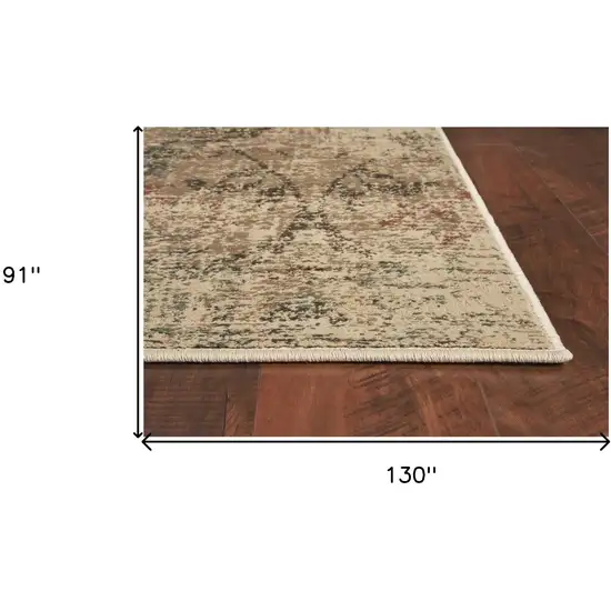 8'X11' Champagne Beige Machine Woven Damask Indoor Area Rug Photo 5