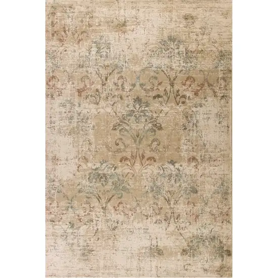 8'X11' Champagne Beige Machine Woven Damask Indoor Area Rug Photo 1