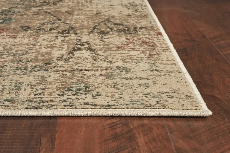 Champagne Beige Machine Woven Damask Indoor Area Rug Photo 4