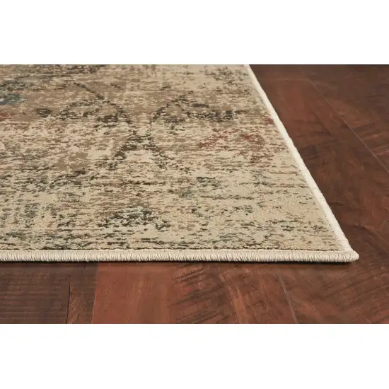 Champagne Beige Machine Woven Damask Indoor Area Rug Photo 4