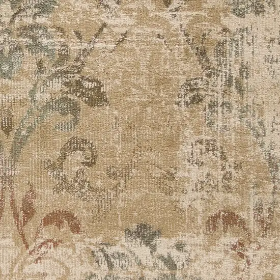 Champagne Beige Machine Woven Damask Indoor Area Rug Photo 2