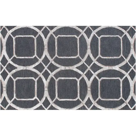 Charcoal Abstract Geometric Hand Tufted Non Skid Area Rug Photo 6