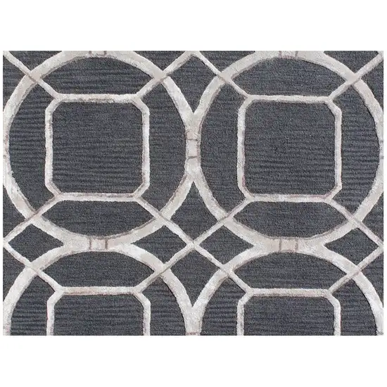 Charcoal Abstract Geometric Hand Tufted Non Skid Area Rug Photo 7