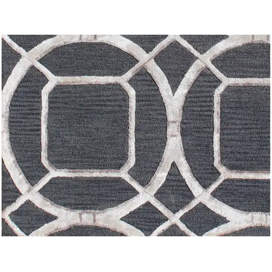 Charcoal Abstract Geometric Hand Tufted Non Skid Area Rug Photo 5