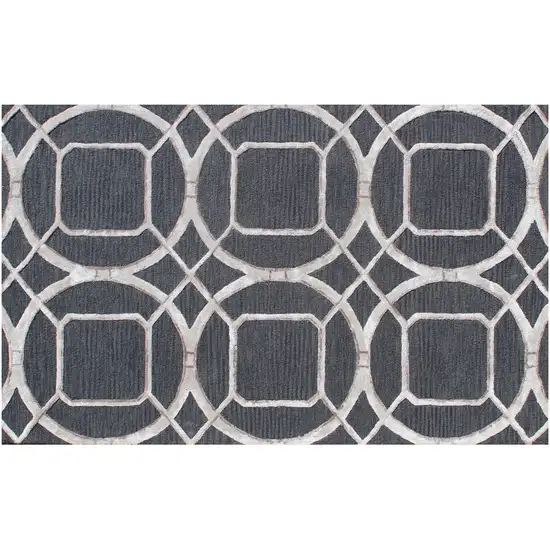 Charcoal Abstract Geometric Hand Tufted Non Skid Area Rug Photo 4