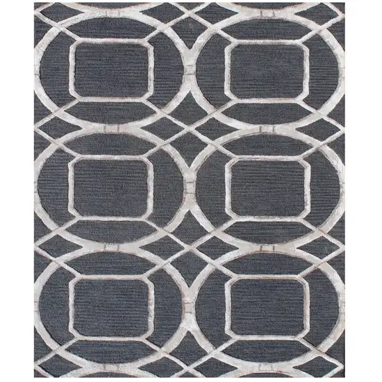 Charcoal Abstract Geometric Hand Tufted Non Skid Area Rug Photo 2