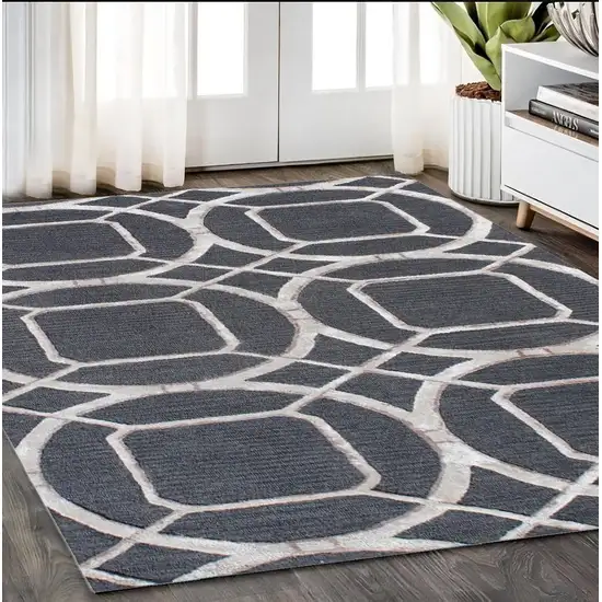 Charcoal Abstract Geometric Hand Tufted Non Skid Area Rug Photo 1