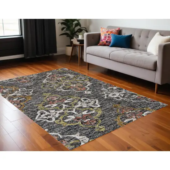 Charcoal Abstract Geometric Hand Tufted Non Skid Area Rug Photo 1