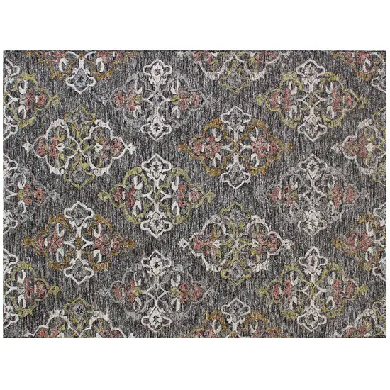 Charcoal Abstract Geometric Hand Tufted Non Skid Area Rug Photo 3