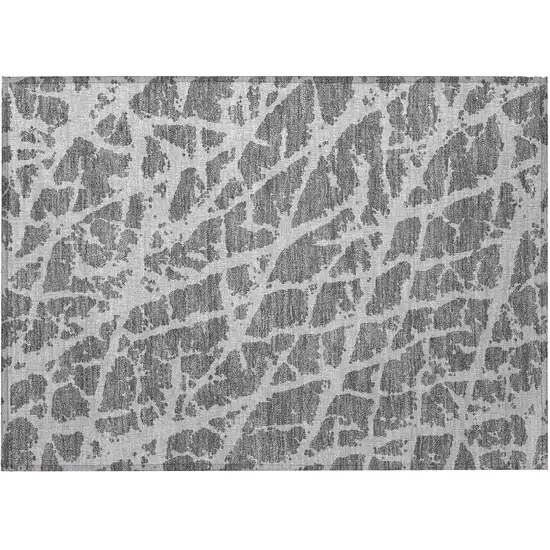 Charcoal Abstract Washable Non Skid Indoor Outdoor Area Rug Photo 4