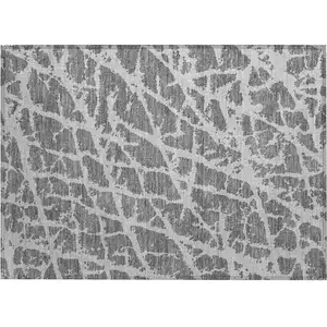 Photo of Charcoal Abstract Washable Non Skid Indoor Outdoor Area Rug