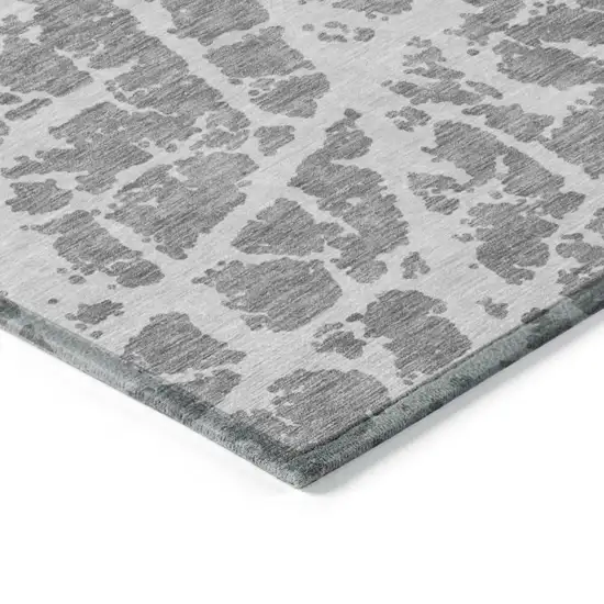 Charcoal Abstract Washable Non Skid Indoor Outdoor Area Rug Photo 6