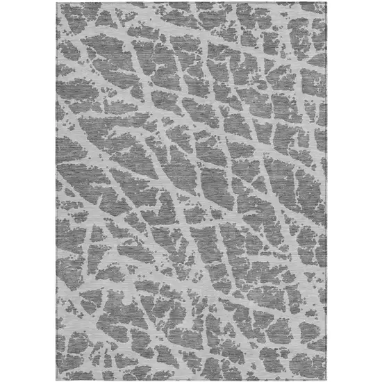 Charcoal Abstract Washable Non Skid Indoor Outdoor Area Rug Photo 5